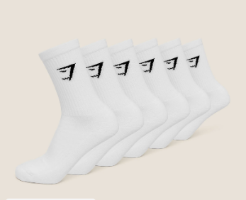 Crew Socks 6 pack White